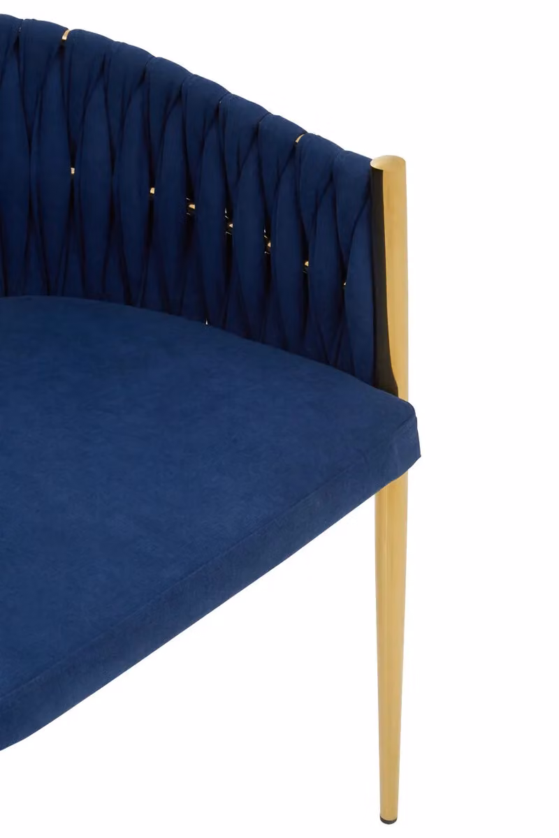 Fifty Five South Modern Blue Velvet Dining Chair with Gold Metal Armrests – 5