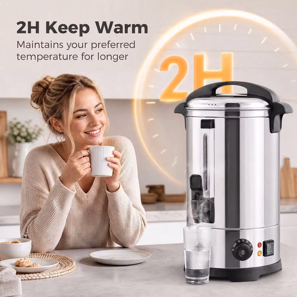 HOMCOM 13L Stainless Steel Catering Tea Urn with Keep Warm Function, Silver – 5