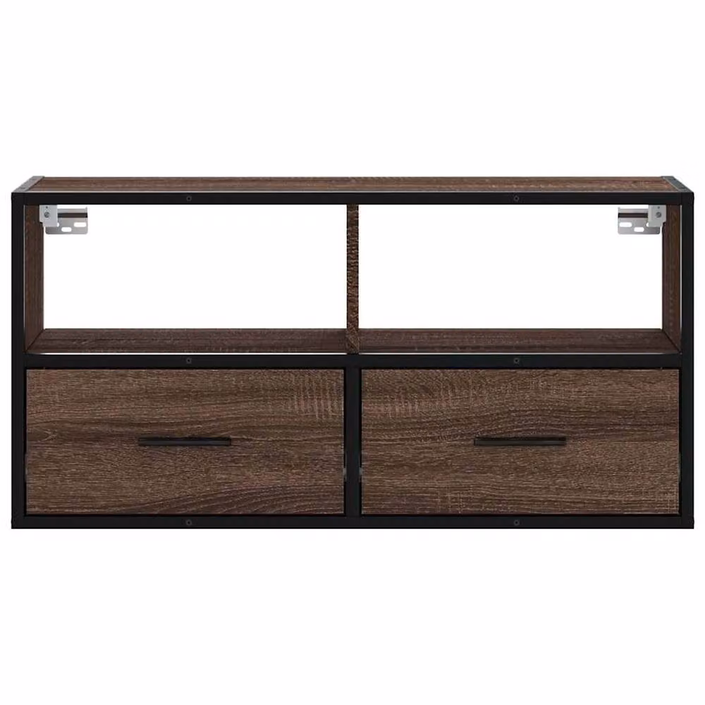 Berkfield Home Industrial TV Cabinet in Brown Oak, W/D/H: 80 x 31 x 39.5 cm – 4