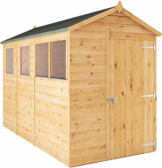 Waltons Brown Wooden Garden Shed with Windows, Shiplap Apex Tongue and Groove Design, W: 304.8 cm, D: 152.4 cm, H: 213.36 cm