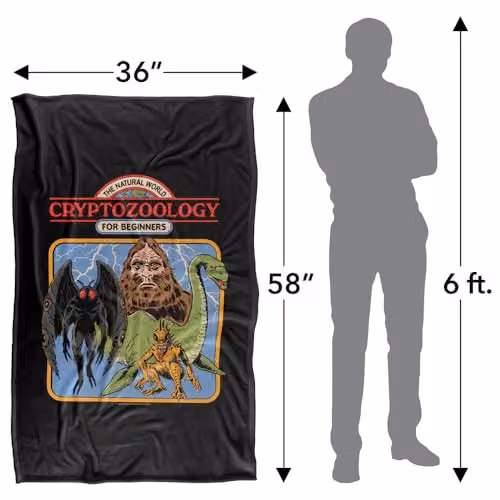 Steven Rhodes Cryptozoology For Beginners Multicolour Super Soft Fleece Throw Blanket W/D: 91 x 147 cm – 6