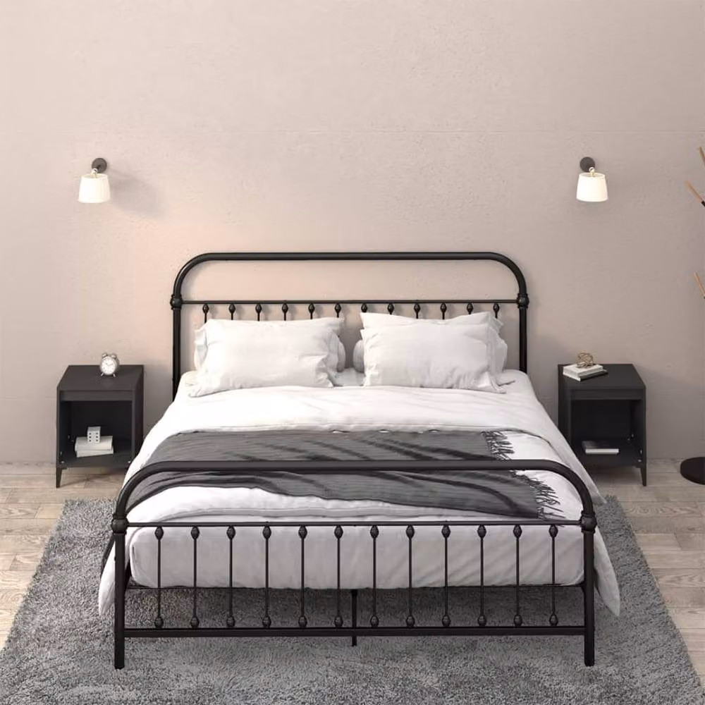 Berkfield Home Set of 2 Black Modern Bedside Cabinets, W/D/H: 40 x 35 x 50 cm – 2