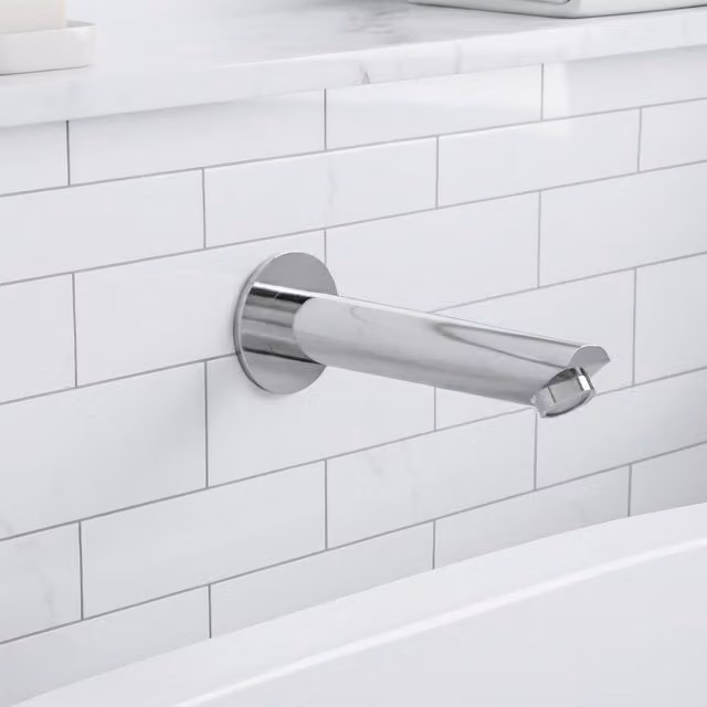 Nes Home Modern Round Wall Mounted Chrome Bath Filler Spout in Silver
