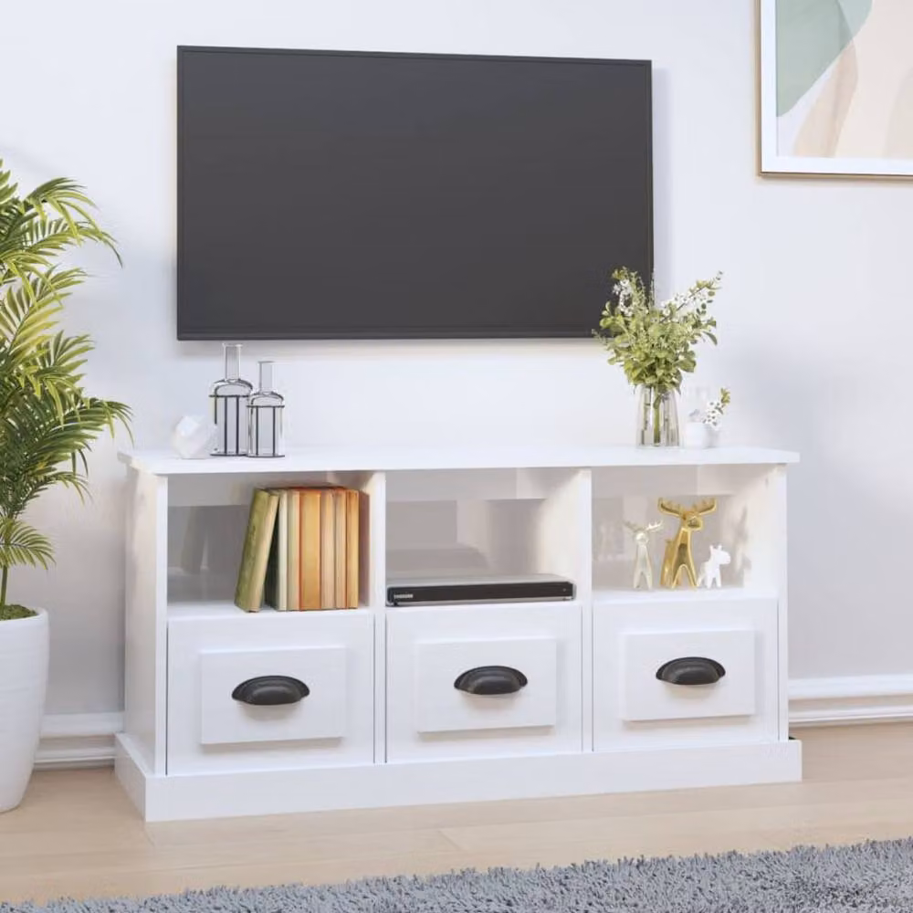 Berkfield Home Modern High Gloss White TV Cabinet W/D/H: 100 x 35 x 50 cm – 2