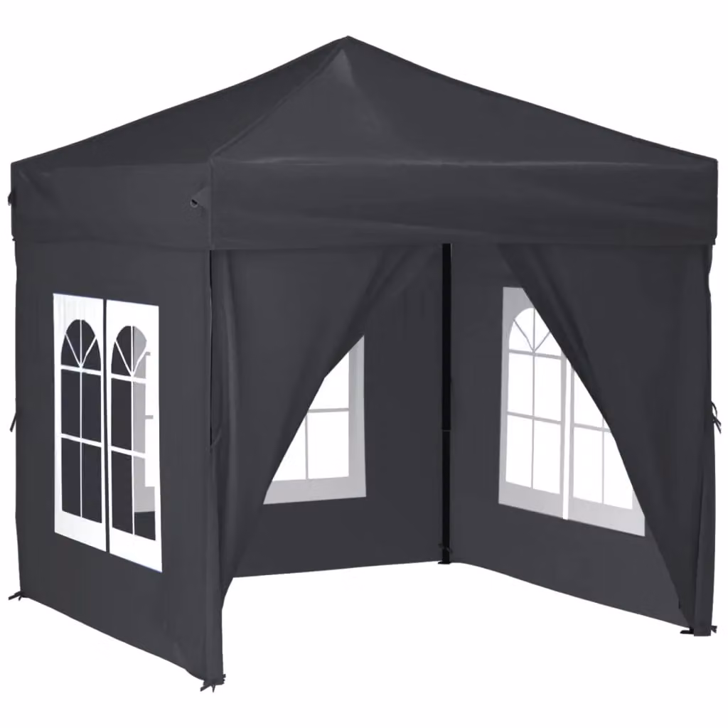 Berkfield Home Folding Party Tent with Sidewalls, Anthracite and Black, W/D/H: 2 x 2 x 2 m – 2
