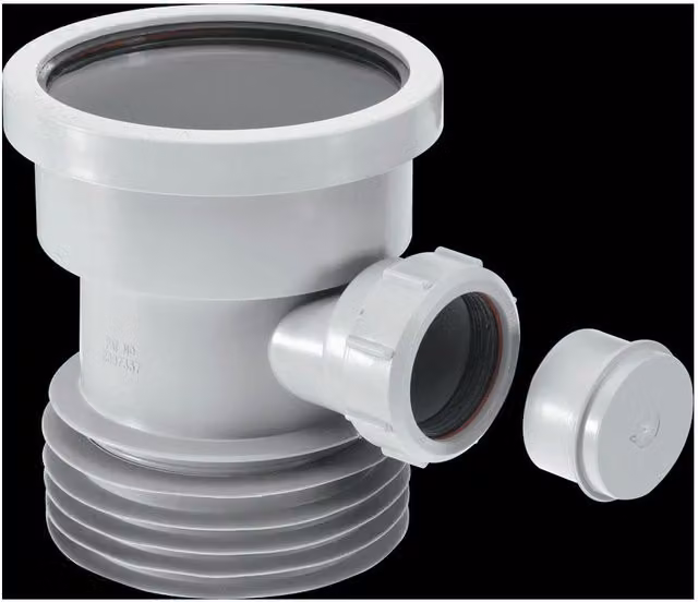 McAlpine Grey Plastic 110mm Drain Connector with 1.5 inch Branch – 1