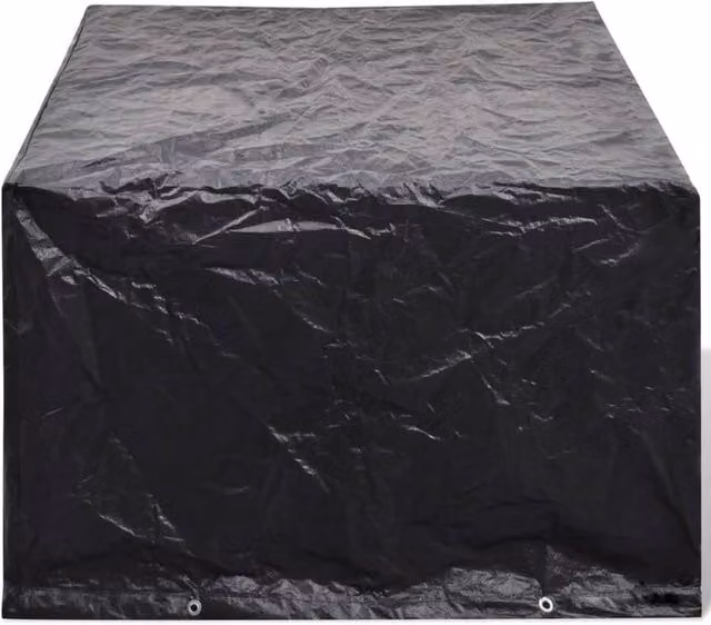 Berkfield Home Durable Water Repellent Garden Furniture Covers for 4 Person Poly Rattan, 2 Pack, Black, W/D/H: 180 x 140 x 90 cm – 1