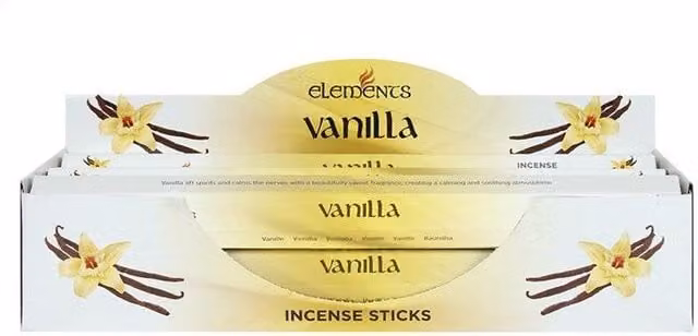Elements Vanilla Incense Sticks, Set of 6 Packets, Yellow