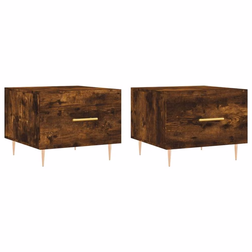 Berkfield Home Set of 2 Decorative Coffee Tables in Smoked Oak Brown, W/D/H: 50 x 50 x 40 cm – 2