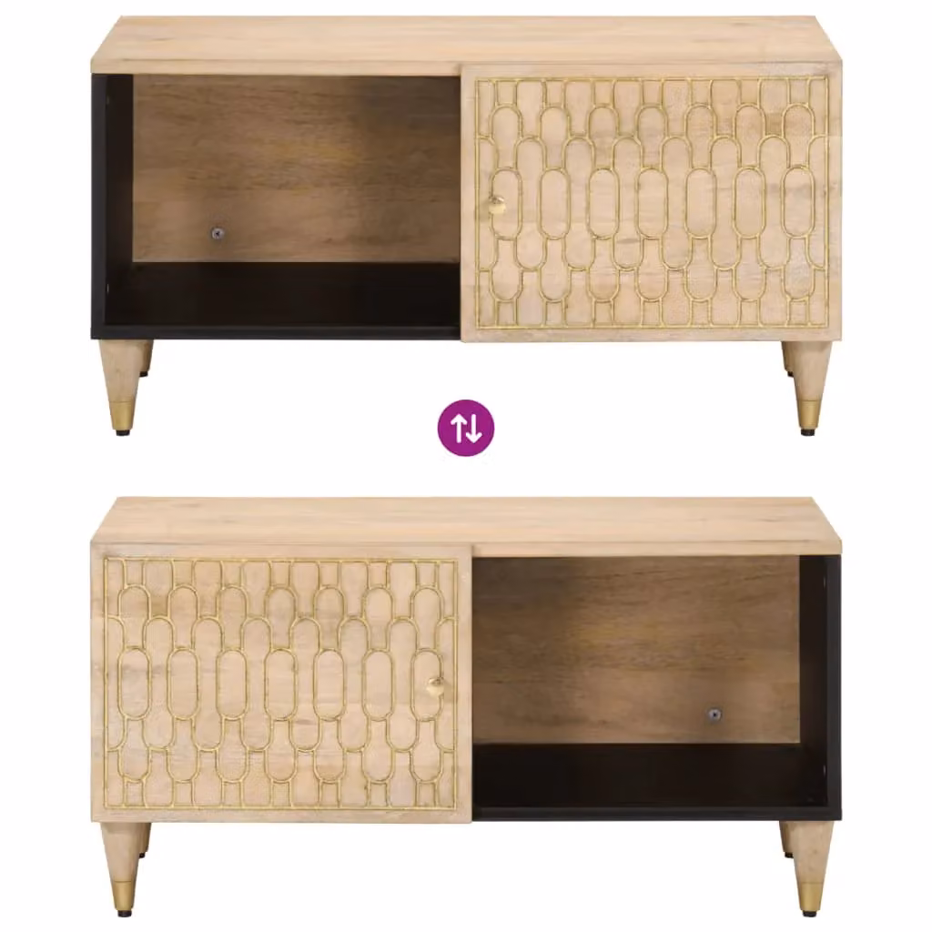 Berkfield Home Mango Wood Coffee Table in Brown, W: 80 cm, D: 50 cm, H: 40 cm – 3