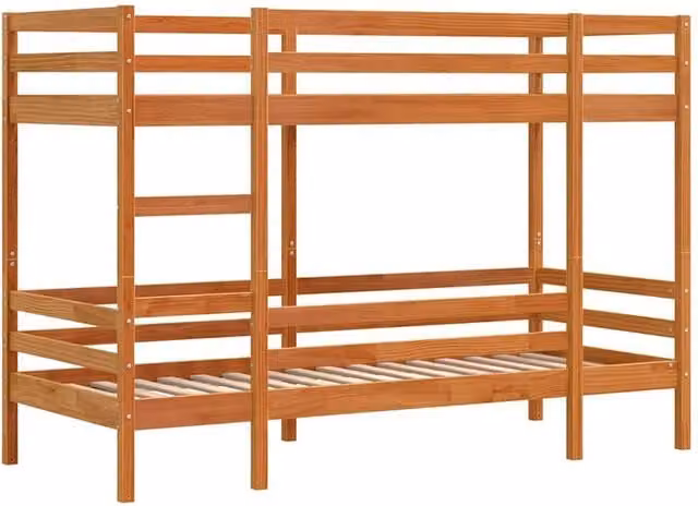 Berkfield Home Elegant Solid Wood Bunk Bed in Wax Brown, W/D/H: 90 x 190 cm – 1