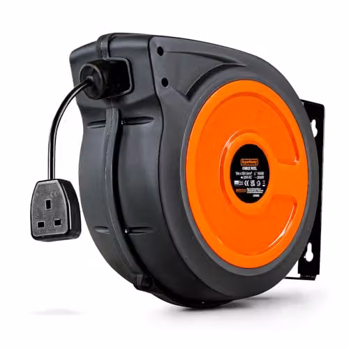 Superhandy Retractable Extension Cable Reel, 15m, 3G1.5mm2, Grey