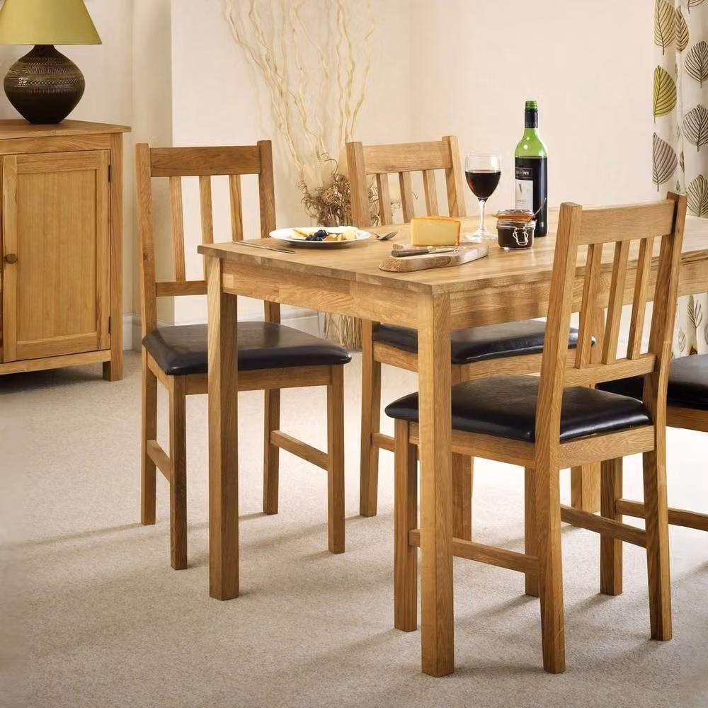 Cheshire Valenza Premium Oak Dining Chairs, Set of 2, Brown Synthetic Leather and Oak – 3