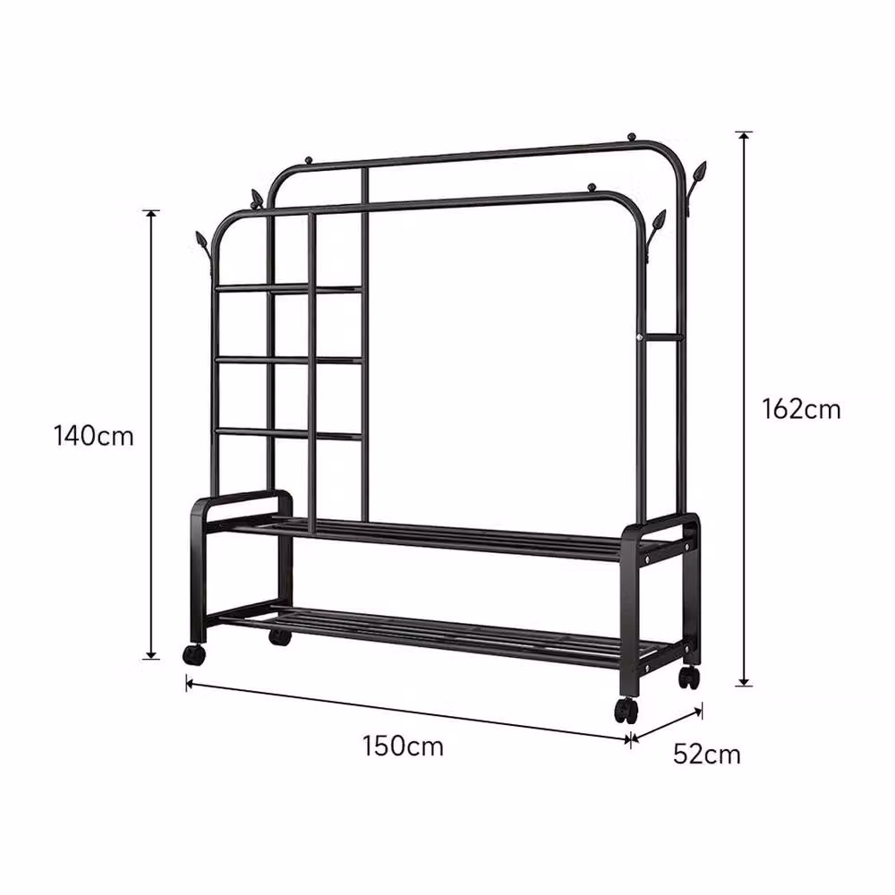 NESTLUNE Heavy Duty Double Rail Garment Rack in Black, W/D/H: 100 x 100 cm – 2