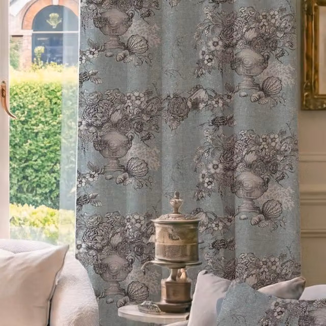 HOUSE Llewelyn-Bowen Vacannes Made To Measure Blackout Cotton Curtains in Opaline Moonstone