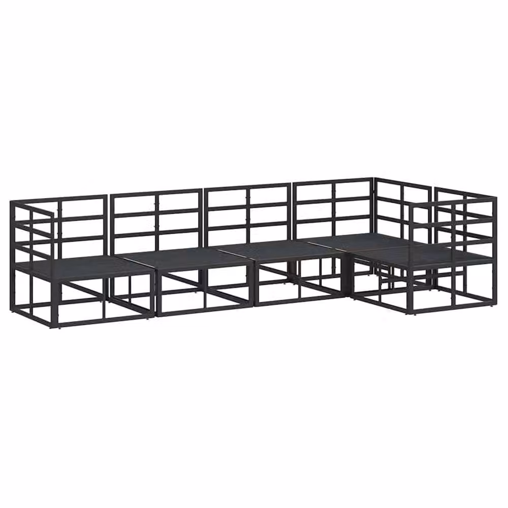Berkfield Home 5-Piece L-Shape Garden Sofa Set with Black Powder Coated Aluminium Frame and Weather-Resistant Cushions – 6