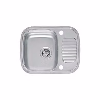 Reginox Regidrain Single Bowl Polished Stainless Steel Kitchen Sink in Silver