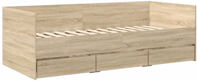 Berkfield Home Versatile Daybed with Drawers in Sonoma Oak and Beige, W/D/H: 90 x 190 cm – 1