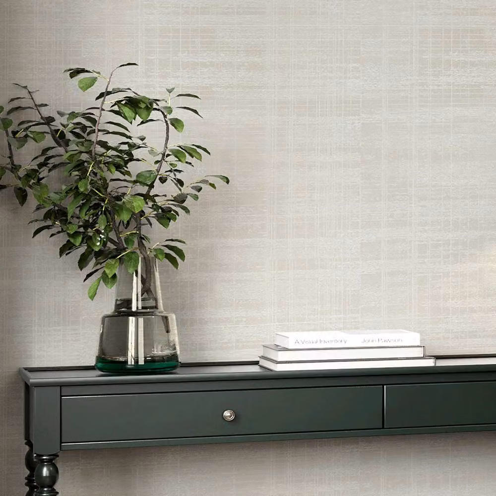 Boutique Lamont Weave Pearl White Vinyl Wallpaper, Width: 52 cm – 2