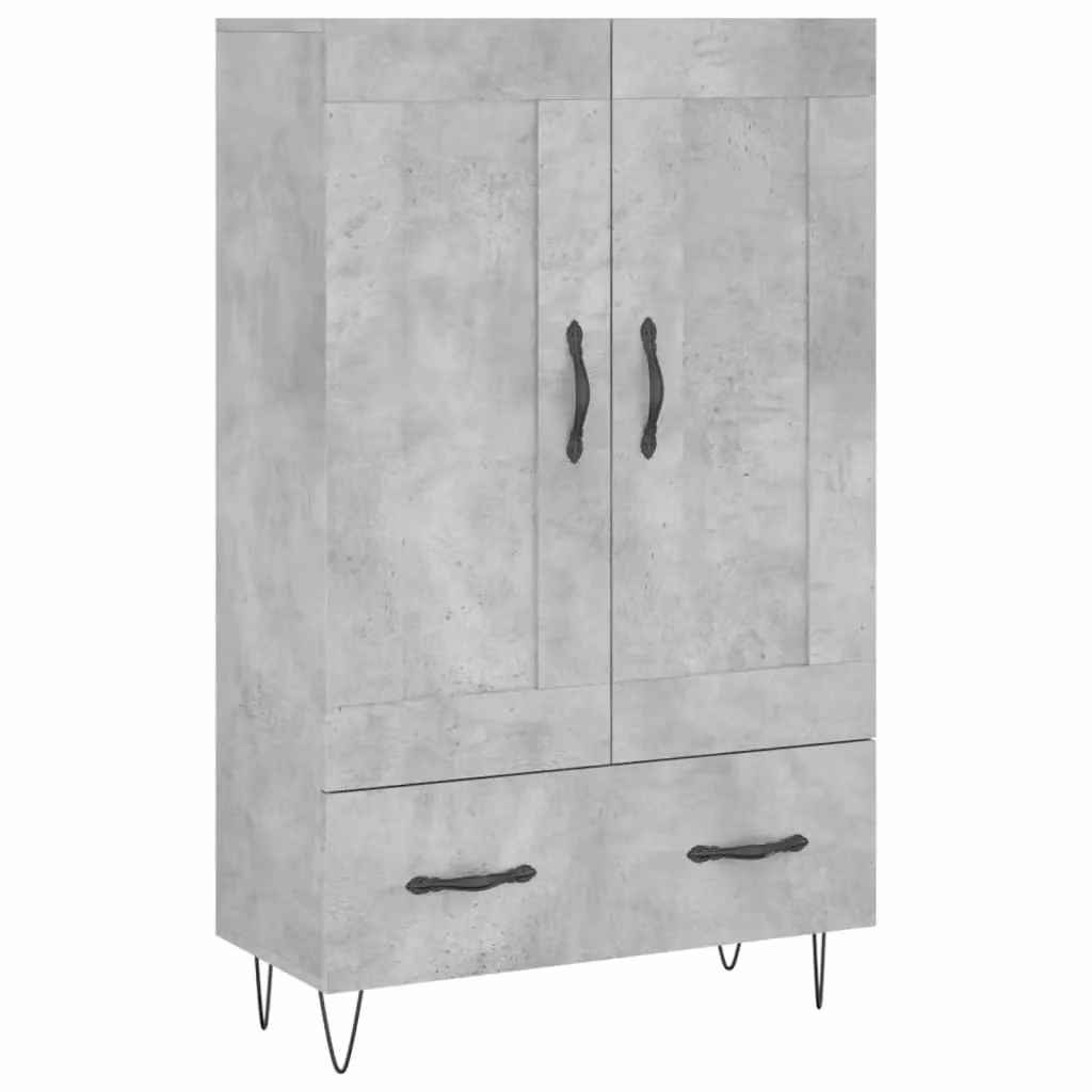 Berkfield Home Industrial Wall Mounted Highboard in Concrete Grey, W: 69.5 cm, D: 31 cm, H: 115 cm – 2