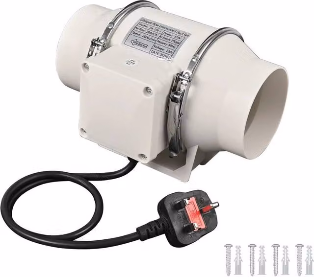 Havendro White Quiet Inline Duct Extractor Fan for Bathroom and Hydroponics – 1