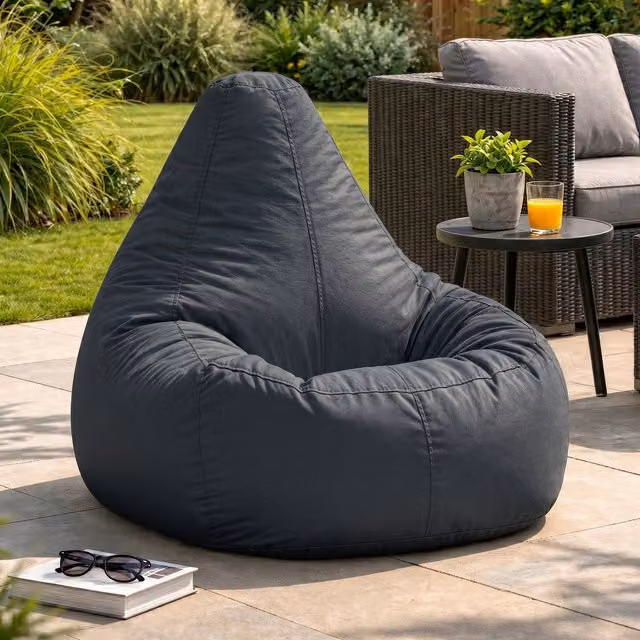 ICON Dalton High Back Adult Gaming Bean Bag Chair for Indoor and Outdoor Use in Grey Anthracite