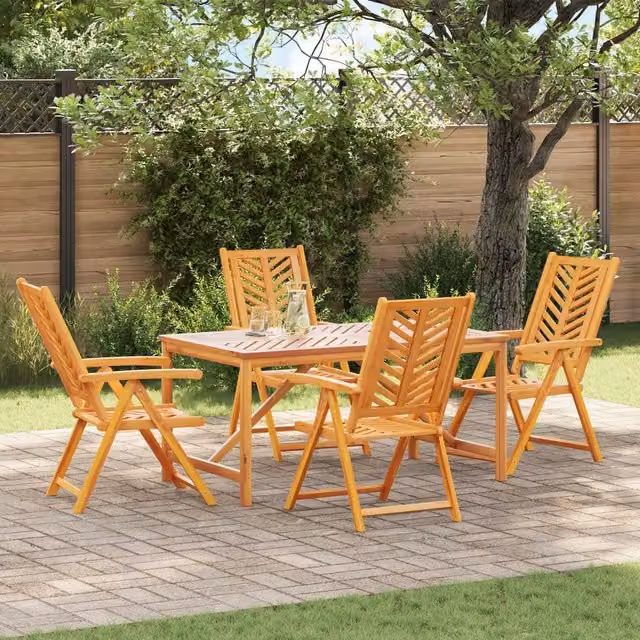 Berkfield Home 5 Piece Garden Dining Set in Rustic Brown Oiled Acacia Wood