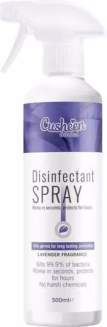 AQUARIUS Cusheen Lavender Antibacterial Disinfectant Surface Spray, 500ml, Purple