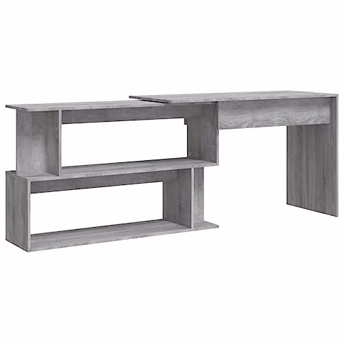 vidaXL Modern Corner Desk in Grey Sonoma, W/D/H: 200 x 50 x 76 cm, Engineered Wood