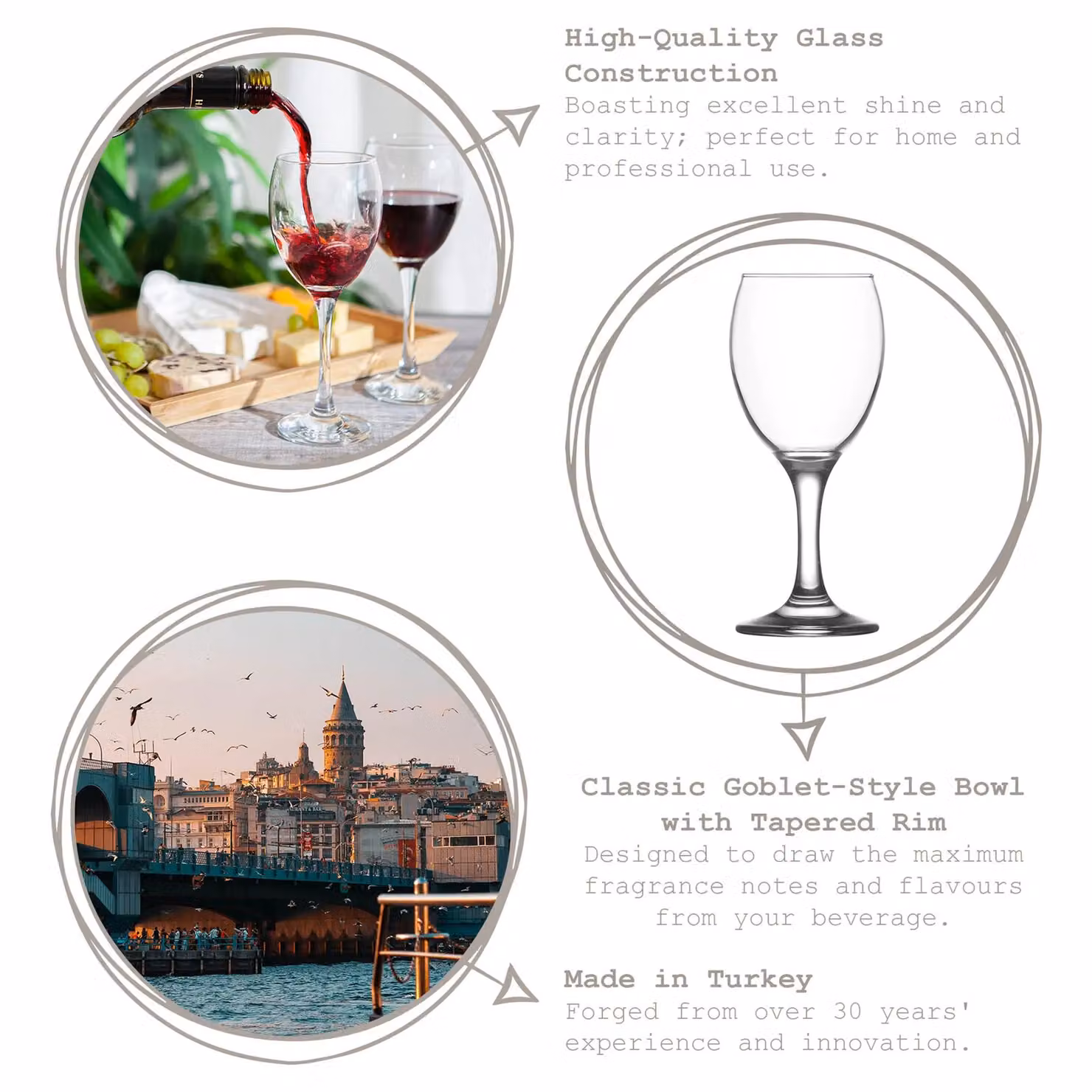 LAV Empire Red Wine Glasses, 455 ml, Pack of 6, Clear – 2