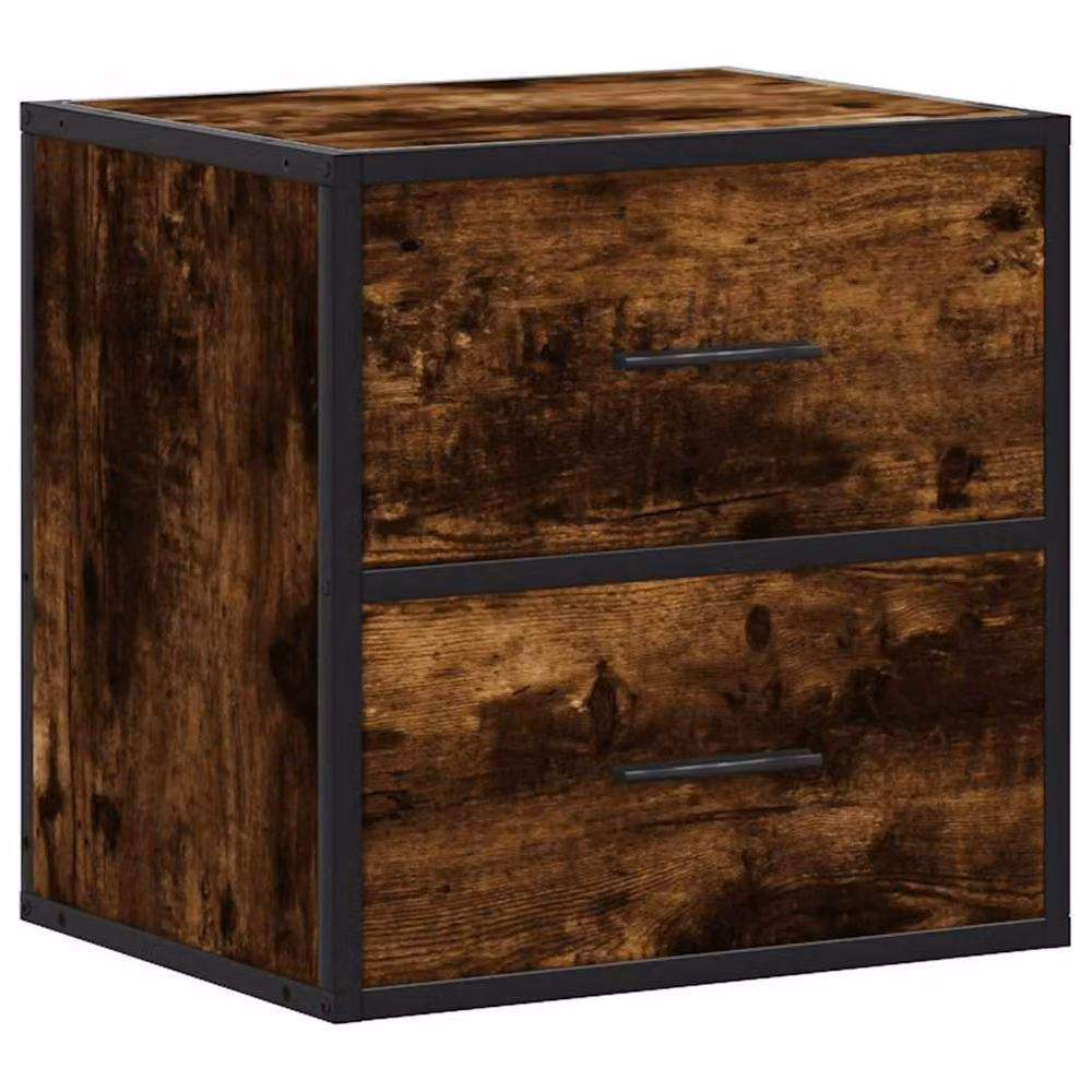 Berkfield Home Set of 2 Wall-mounted Bedside Cabinets in Smoked Oak Brown, W/D/H: 40 x 31 x 39.5 cm – 4