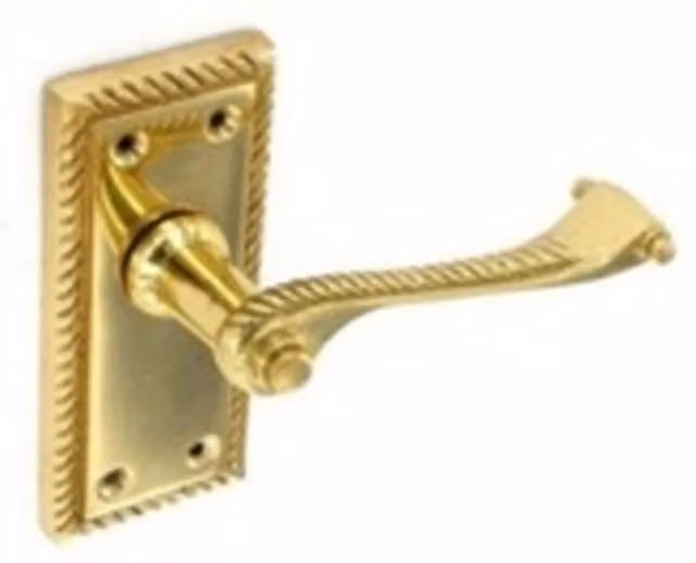 Securit Georgian Latch Handles, Pack of 2, Gold Brass Metal