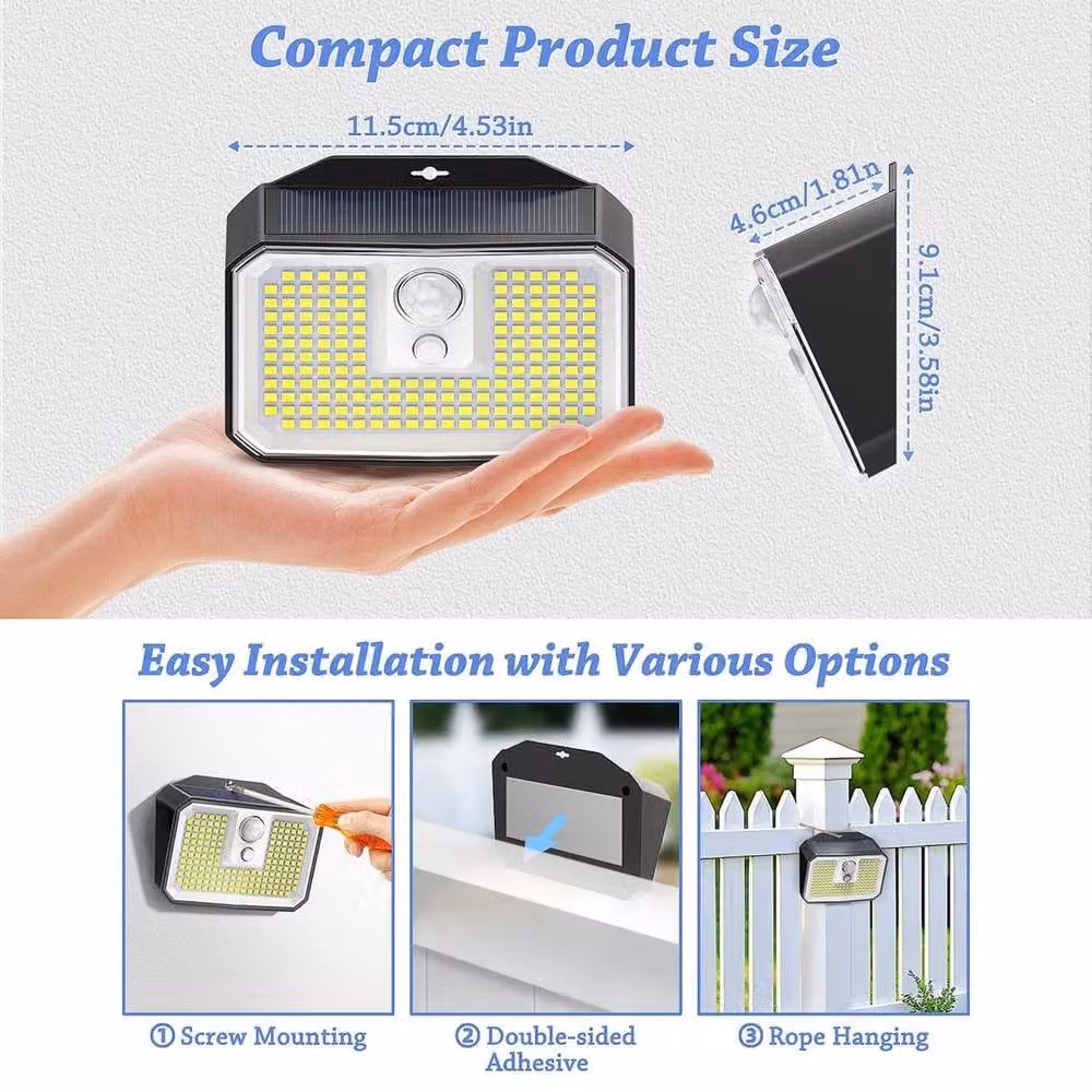 VOGREX 4 Pack Solar Powered LED Motion Sensor Wall Lights in Black – 2