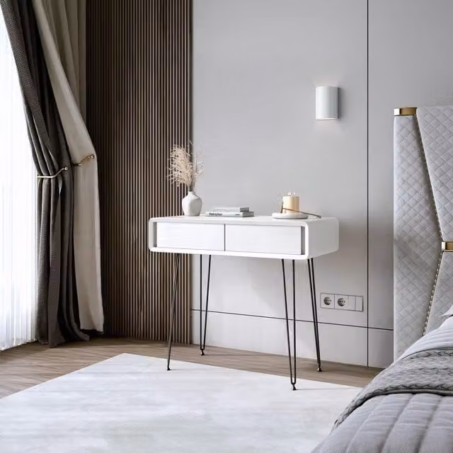 CARME HOME Piper White 2 Drawer Modern Wood Dressing Table