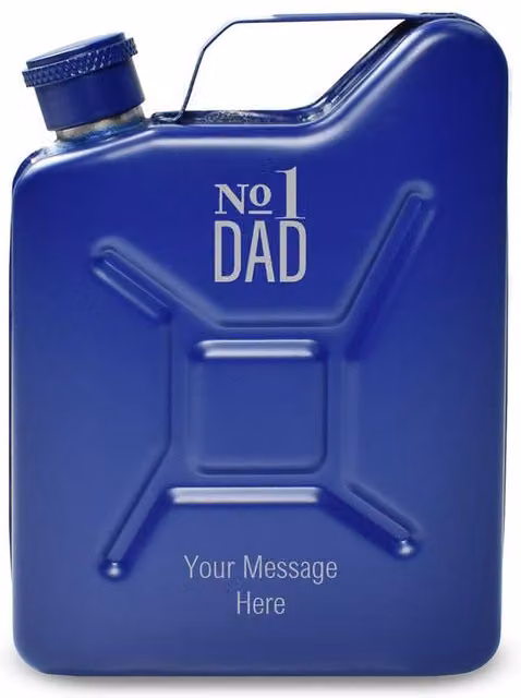 Uniqueful Personalised Engraved Blue Jerry Can No.1 Dad Design Hip Flask, 100ml