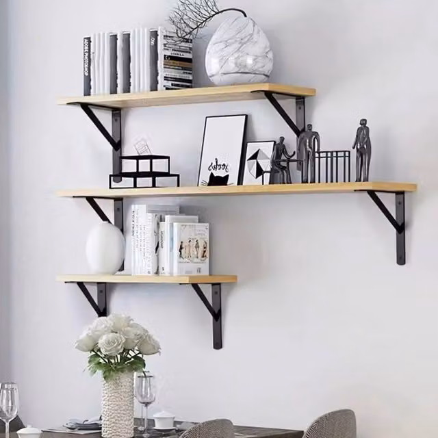Kelvenix Heavy Duty L Shaped Wall Mounted Stainless Steel Shelf Brackets, Black, W/D/H: 20.0 x 12.0 x 12.0 cm – 1