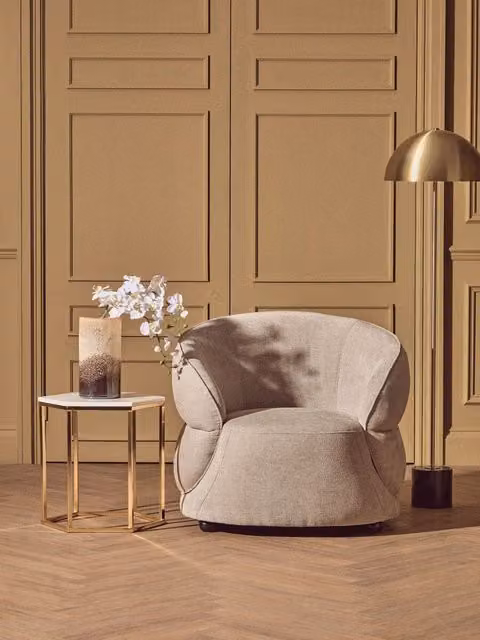 Orsina Hexagonal Marble and Gold Side Table – 2