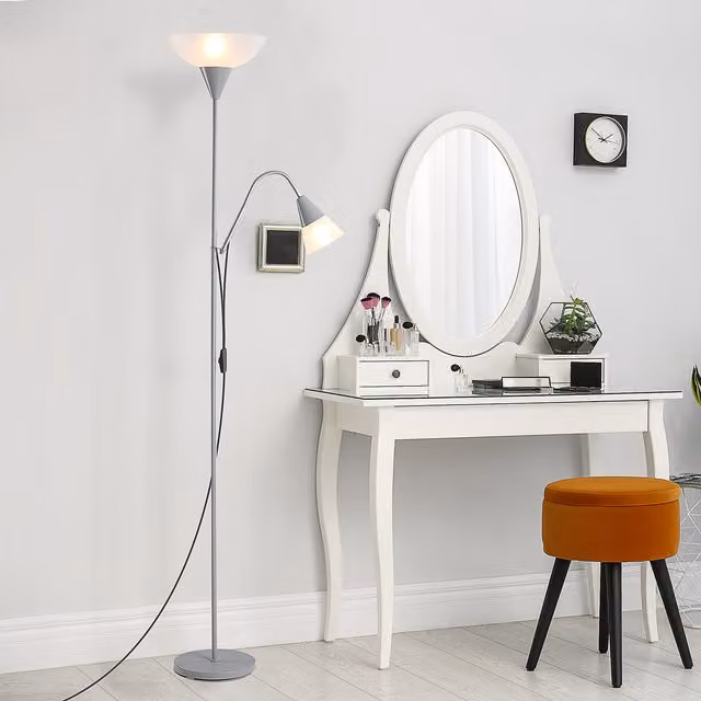 HOMCOM Modern Mother and Child Floor Lamp in Silver and White, Height: 177.8 cm