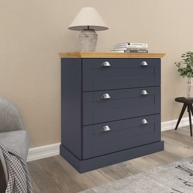 Dorel Home Motala 3-Drawer Chest in Anthracite and Oak