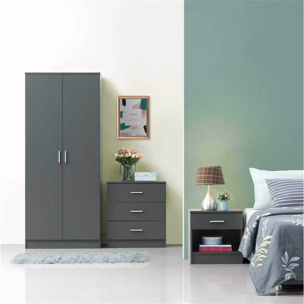 EONLION Modern 3 Drawer Chest of Drawers in Dark Grey, Width: 100 cm – 3