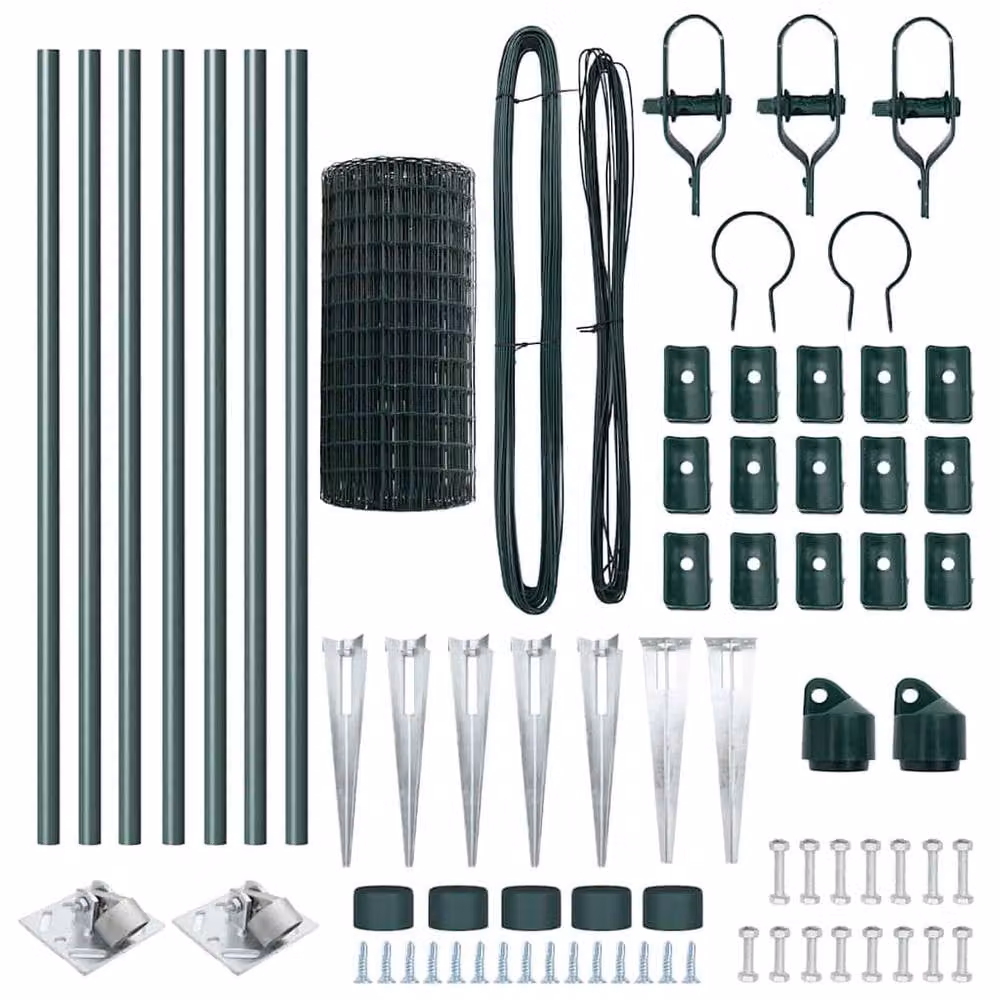 Berkfield Home Euro Fence with 7 Spike Posts, Galvanised Steel, Green, 0.8 x 10 m – 4