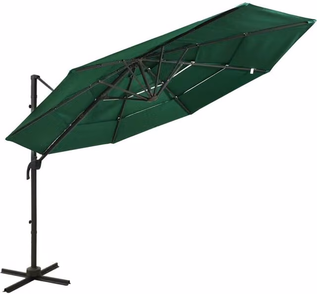 Berkfield Home 4-Tier Green Parasol with Aluminium Pole, W: 300 cm x D: 300 cm – 1