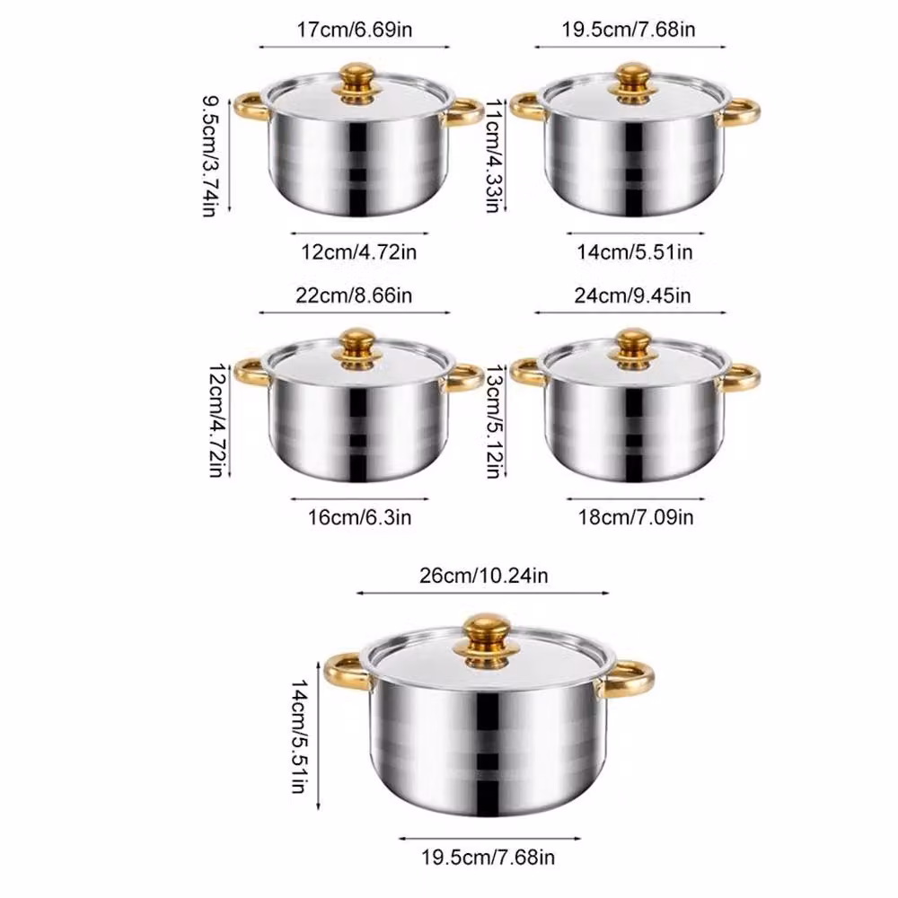Kelvenix 5 Piece Stainless Steel and Aluminium Kitchen Cookware Set in Silver – 2
