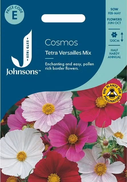 Johnsons Seeds Cosmos Tetra Versailles Multicolour Flower Seeds