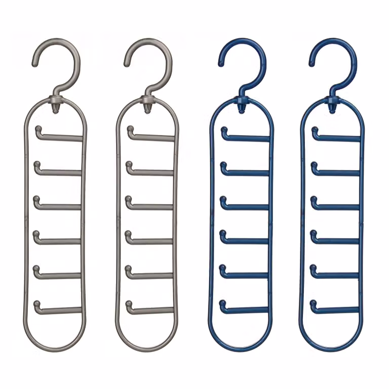 Orsina Set of Two Plastic Tie and Belt Organisers in Grey and Blue
