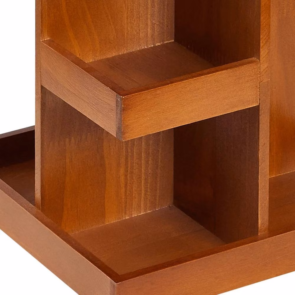 KORVIXA 360 Rotating Wood Cosmetic Makeup Organizer in Brown – 3
