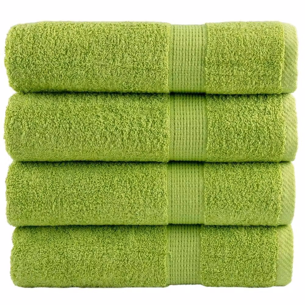 Berkfield Home SOLUND Premium Cotton Terry Shower Towels, 4 Piece Set, Apple Green, W: 70 cm, H: 140 cm, 600 gsm