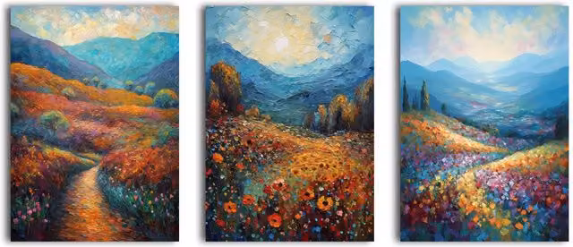 Simpa 3 Panel Canvas Wall Art in Multicolour Landscape Nature Design, W/D/H: 60 x 40 x 2 cm – 4