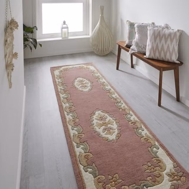 Melrose Interiors Pink Antique Oriental Hand Tufted Wool Area Rug, W/D/H: 235 x 68 x 1 cm