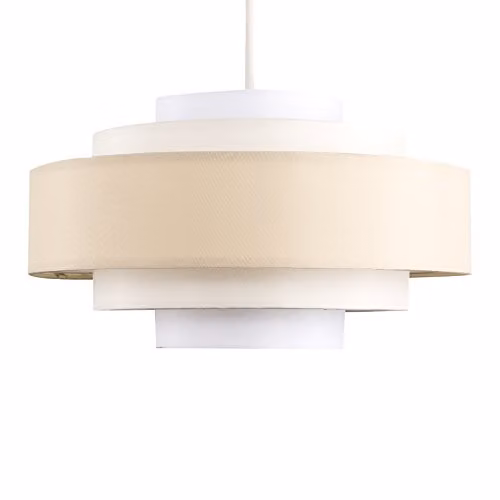 MiniSun Modern 5 Tier Fabric Ceiling Light Shade in Beige, Shade Width: 35 cm – 1